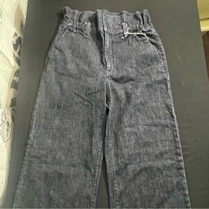 Express Dark Blue Denim Cropped Wide Leg Stretch Jeans Size 10